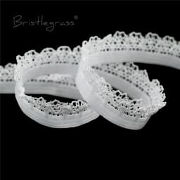 BRISTLEGRASS 2 5 10 Yard 3/8" 10mm Picot Loop Frilly Lace Trim Elastics Decorative Spandex Bands Headband Lingerie Sewing Crafts