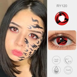(0.00~-6.00) PSEYECHE 14.0mm Yearly Use Powered Contact Lenses With Degree Sasuke Anime Cosplay Sharingan Halloween Contact Lens
