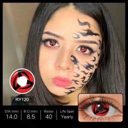 (0.00~-6.00) PSEYECHE 14.0mm Yearly Use Powered Contact Lenses With Degree Sasuke Anime Cosplay Sharingan Halloween Contact Lens