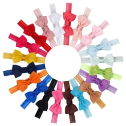 10pcs/lot Cute Ribbon Bowknot Baby Newborn Headband Headwear Grosgrain Hair Bows Elastic Hairbands Girls Kids Photo Props