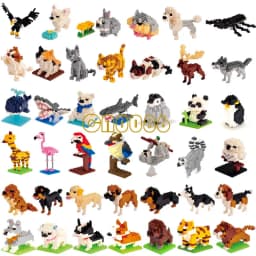 Wisehawk Mini Building Blocks Diamond Animal Model Bag Bricks Dog Cat Moose Fish Series Toys for Children Gifts B24-D15