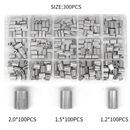 Wire Rope Crimping Tool Fishing Crimping Tool With 150Pcs 1.2/1.5/2mm Aluminum Double Barrel Ferrule Crimping Loop Sleeve Kit