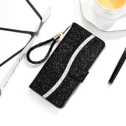 Glitter Anti-fall Wallet Magnetic Flip Leather Case For iPhone Air 17 Pro Max 16e 15 Plus 14 13 12 11 XR With Hand Strap Cover