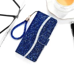 Glitter Anti-fall Wallet Magnetic Flip Leather Case For iPhone Air 17 Pro Max 16e 15 Plus 14 13 12 11 XR With Hand Strap Cover