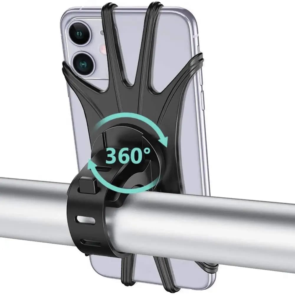 Silicone Bicycle Phone Holder Universal Bike Motorcycle Mobile Phone Stand Handlebar Clip Bracket for 4 to 6.5 inch Cell Phone