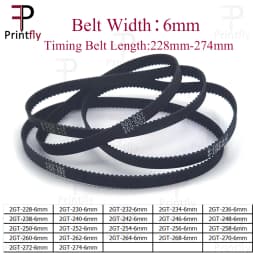 Printfly 2GT/GT2 Timing Belt 228 230 232 234 236 238 240 242 244 246 248 250 252 254 256 258 260 262 264 266 268 270 272 274 6mm