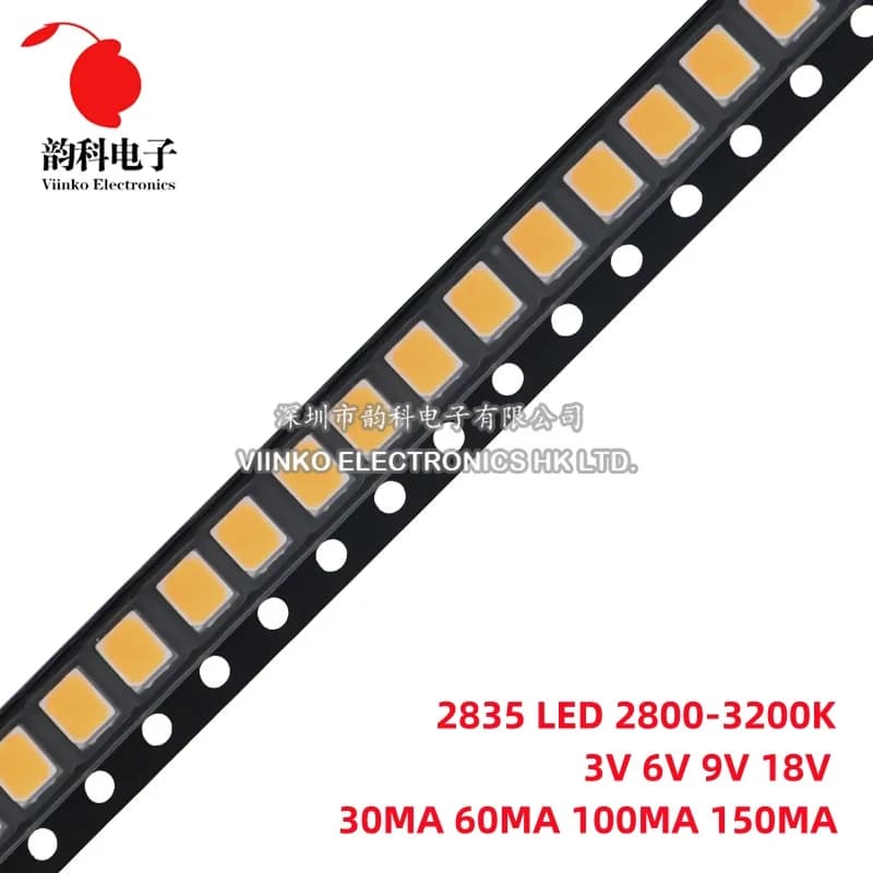 100pcs 2835 1W 0.5W 0.2W LED SMD 2800-3200K Warm White 3V 6V 9V 18V 150MA 100MA 60MA High Brightness