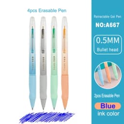 Deli Erasable Pen Set 0.5mm Gel Pen Erase Blue Black Ink Refill for Stationery School Supplies Erasable Ballpoint Pen Kawaii