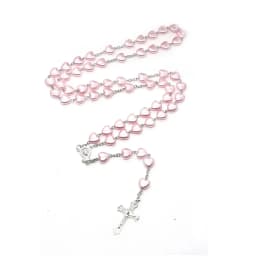 Catholic Porcelain White Love Rosary Prayer Car Ornament Mary Blessing Rosary Prayer Porcelain White Heart-shaped Beads