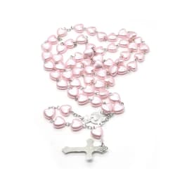 Catholic Porcelain White Love Rosary Prayer Car Ornament Mary Blessing Rosary Prayer Porcelain White Heart-shaped Beads