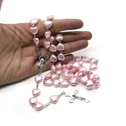 Catholic Porcelain White Love Rosary Prayer Car Ornament Mary Blessing Rosary Prayer Porcelain White Heart-shaped Beads