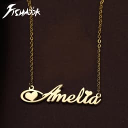 Custom Necklace Name Logo Personalized Pendant Nameplate Gift For Women Men Mother Couple Family Stainless Steel Chain Jewelry
