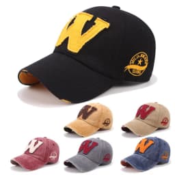 2026 New Cotton Letter W Baseball Cap Retro Outdoor Sports Caps Women Bone Gorras Curved Fitted Washed Vintage Dad Hats for Men