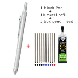 High Grade Metal Multicolor Ballpoint Pen 4 In 1 Ball Pen 0.7mm Black Blue Red Refills and Pencil Lead Offfice School Writing