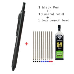 High Grade Metal Multicolor Ballpoint Pen 4 In 1 Ball Pen 0.7mm Black Blue Red Refills and Pencil Lead Offfice School Writing