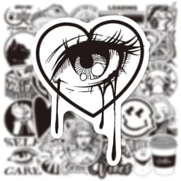 10/30/50PCS Black and White INS Style Art Plaster Sticker DIY Phone Laptop Luggage Skateboard Graffiti Decals Fun for Kid