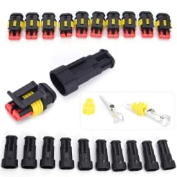 10 Sets Kit 2 Pin Way AMP Super Seal Waterproof Electrical Wire Connector Plug