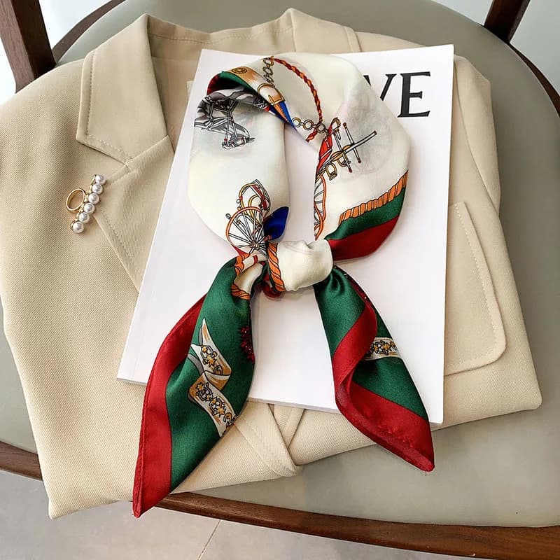 Luxury Brand Silk Satin Head Scarf For Women Animal Animal Kerchief Neck Scarfs 70cm Square Shawls and Wrpas Scarves For Ladies