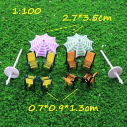 1Set Model Sun Umbrella With Chairs Set 1:100 1:150 Diorama Plastic Architecture Making Materials For Building Scene Layout