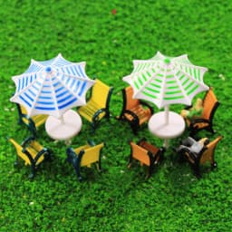 1Set Model Sun Umbrella With Chairs Set 1:100 1:150 Diorama Plastic Architecture Making Materials For Building Scene Layout