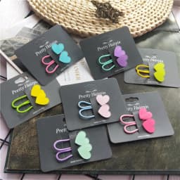 2pcs Fluorescence Color Elastic Hair Bands for Kids Star Floral Heart Hair Rope Hair Tie for Baby Girl Headwear Hair Accessories