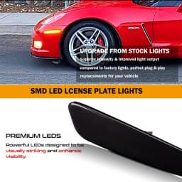 For Chevrolet Chevy Corvette C6 2005-2013 Full LED Side Marker Light Front Rear Amber Red Auto Turn Signal Lamp 12V