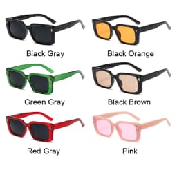 Vintage Rivet Square Sunglasses Woman Brand Designer Personality Sun Glasses Female Fashion Orange Retro Oculos De Sol