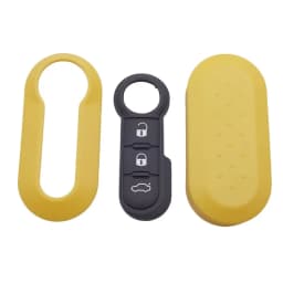 Xinyuexin 3 Buttons Remote Car Key Shell Case for Fiat 500 Panda Punto Bravo Replacement Plastic Key Case Rubber Button Pad