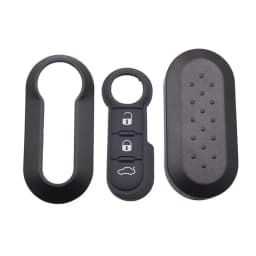 Xinyuexin 3 Buttons Remote Car Key Shell Case for Fiat 500 Panda Punto Bravo Replacement Plastic Key Case Rubber Button Pad