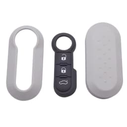 Xinyuexin 3 Buttons Remote Car Key Shell Case for Fiat 500 Panda Punto Bravo Replacement Plastic Key Case Rubber Button Pad