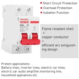 DC MCB 12V 24V 48V 60V 110V Circuit Breaker Battery Protect Switch Positive Negative Short Circuit 2P 10A 20A 50A 100A 125A 150A