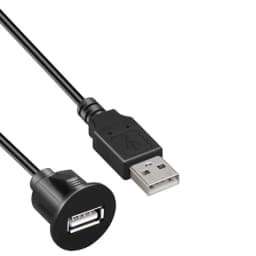 Car Dashboard Flush Mount Line USB 2.0 Port Panel Extension Cable Male to Female Socket Excellent Plastic Adapter