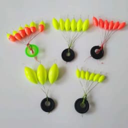 Wholesale 480pcs (80packs)  Oval Mini Fishing Float Bobber Rig Making Floating Beans Red/Yellow/Mix Seven Star Float Beads 00073