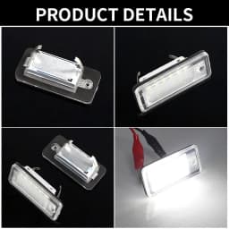 2PC Canbus Led License Number Plate Lights Bulb White For Audi A4/S4 (B6 & B7) 2001-2008,A6/S6 C6 (4F) 2005-2009,A8/S8 2003-2007