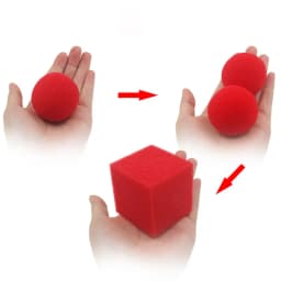 Red Balls To Square (1set=1pc square + 2pcs ball) Magic Tricks Close Up Sponge Magia Appear Vanish Magie Illusions Gimmick Props