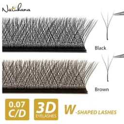 NATUHANA 3D W Shape Matte Eyelash Extension Clover Fans Eyelashes Individual Premade Russian Volume Fan Mink False Lashes Makeup