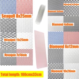 100x33cm Aluminium Racing Car Bumper Grille Grill Mesh Net Vent Black Silver Red Blue Tuning Universal Protector Home Garden