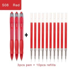 Deli Gel Pens Set 0.5mm Retractable Bullet Ballpoint Pen Blue Black Red Ink Refill for School Office Writing Stationery Supplies