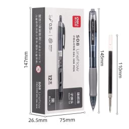 Deli Gel Pens Set 0.5mm Retractable Bullet Ballpoint Pen Blue Black Red Ink Refill for School Office Writing Stationery Supplies