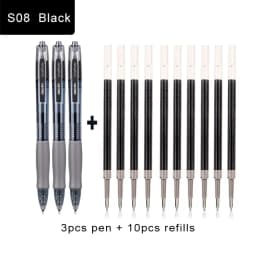 Deli Gel Pens Set 0.5mm Retractable Bullet Ballpoint Pen Blue Black Red Ink Refill for School Office Writing Stationery Supplies