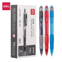 Deli Gel Pens Set 0.5mm Retractable Bullet Ballpoint Pen Blue Black Red Ink Refill for School Office Writing Stationery Supplies