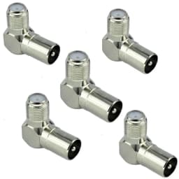 5PCS High Quality Right Angle 90 Degree TV IEC Aerial Adapter F-Type Female to TV IEC Male Antenna Connector Coaxial Plug