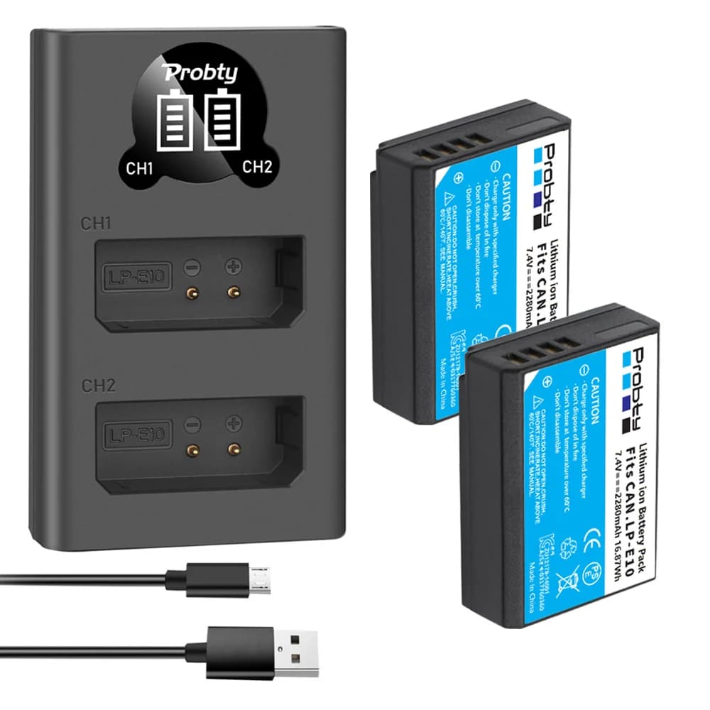 7.4V 2280mAh LP-E10 Batteries for Canon EOS Rebel T3, T5, T6, T7, Kiss X50, X70, EOS 1100D 1200D1300D 2000D Digital Camera