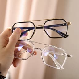 NEW Double Bridge Square Anti-blue Light Glasses Women Men Vintage Transparent Computer Glasses Oversize Frame Eyeglasses 1PC