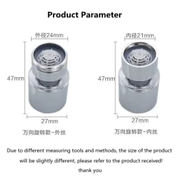 Black/Silver Splash-proof Nozzle Head Filter Tip Universal External/Internal Threads Bubbler Water Saver Dual Mode Tap