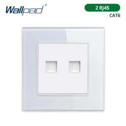 Wallpad White Tempered Glass Panel Wall 1 2 3 Way Curtain Switch USB EU UK EU Socket Outlet TV TEL RJ45 Sat 86*86mm