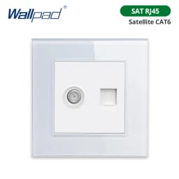 Wallpad White Tempered Glass Panel Wall 1 2 3 Way Curtain Switch USB EU UK EU Socket Outlet TV TEL RJ45 Sat 86*86mm