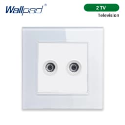 Wallpad White Tempered Glass Panel Wall 1 2 3 Way Curtain Switch USB EU UK EU Socket Outlet TV TEL RJ45 Sat 86*86mm
