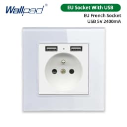 Wallpad White Tempered Glass Panel Wall 1 2 3 Way Curtain Switch USB EU UK EU Socket Outlet TV TEL RJ45 Sat 86*86mm