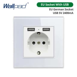 Wallpad White Tempered Glass Panel Wall 1 2 3 Way Curtain Switch USB EU UK EU Socket Outlet TV TEL RJ45 Sat 86*86mm